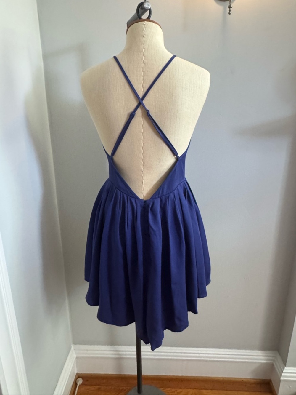 NBD Royal Blue Plunging V Mini Dress with Spaghetti Straps - Picture 2 of 3